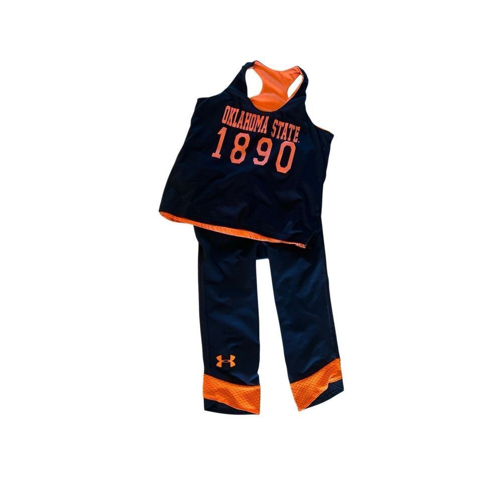 Under Armour Women's Oklahoma State Reversible Tank & Pants Set Black Orange S/M